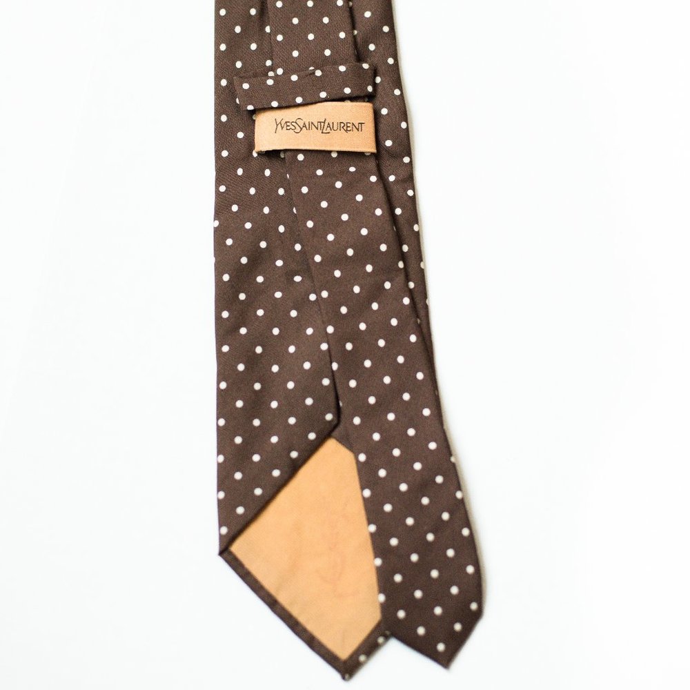 Vintage Yves Saint Laurent 100% Silk Polka Dot Tie